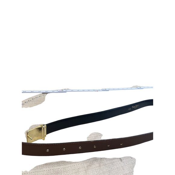 Pierre Cardin Mens Brown Leather Dress Belt 115 Gold buckle Italy SKU 8364 - Picture 8 of 12